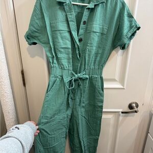 Universal Thread Green Utility Linen Jumpsuit